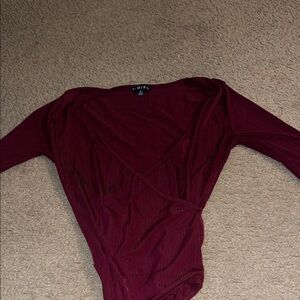Burgundy Long Sleeve Wrap Top